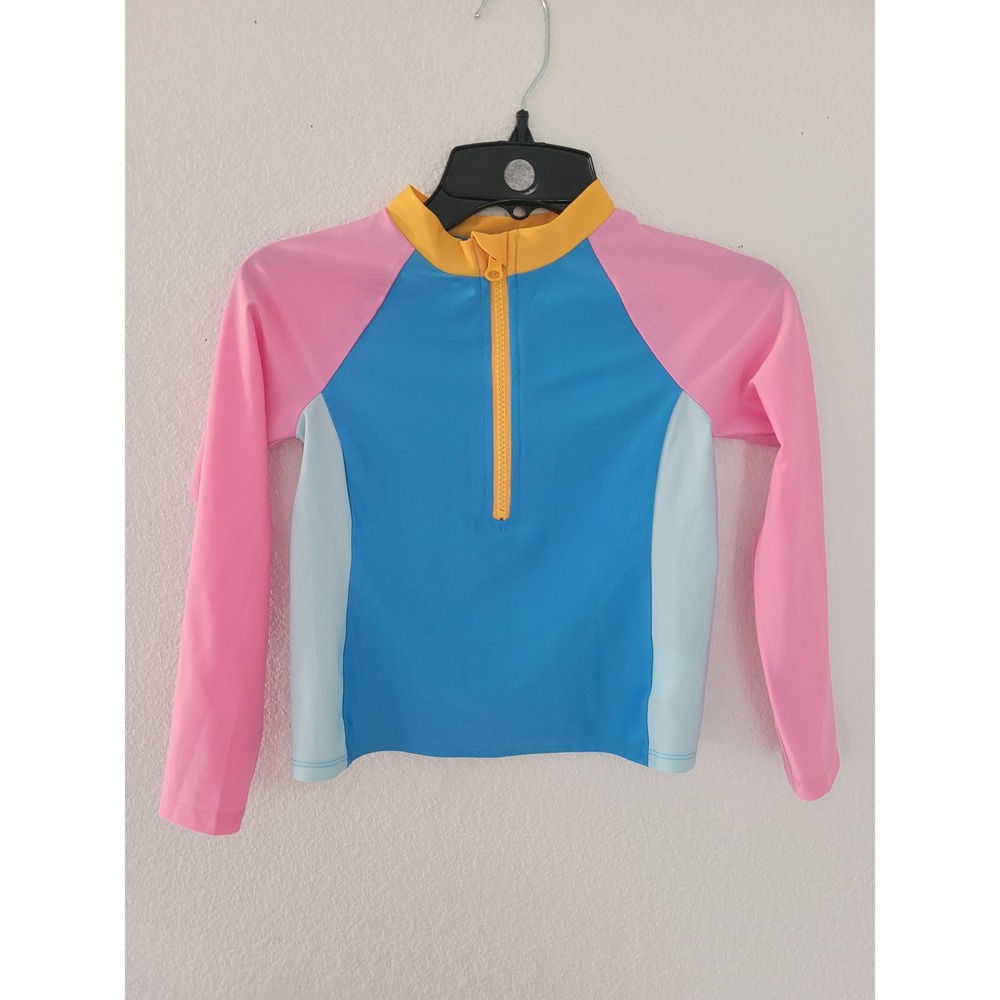 DSG Girls XS Long Sleeve Rash Guard‎ Blue UPF 50+ Colorblock Swim Shirt NEW #8